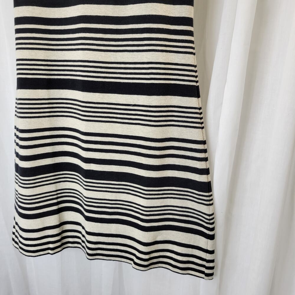 Donna Ricco Sheath Dress Striped Black and Tan w/ Pink Back Zip, M - Picture 3 of 8